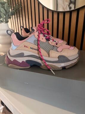 Balenciaga Women's Chunky Triple-S Sneakers in Pink, Tan & Gray